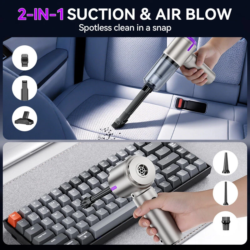 Suitu ST-6642Pro Cordless Handheld Vacuum Cleaner 12000Pa Suction 75000RPM Brushless Motor 2-in-1 Portable Air Blower & Duster Rechargeable — view 4