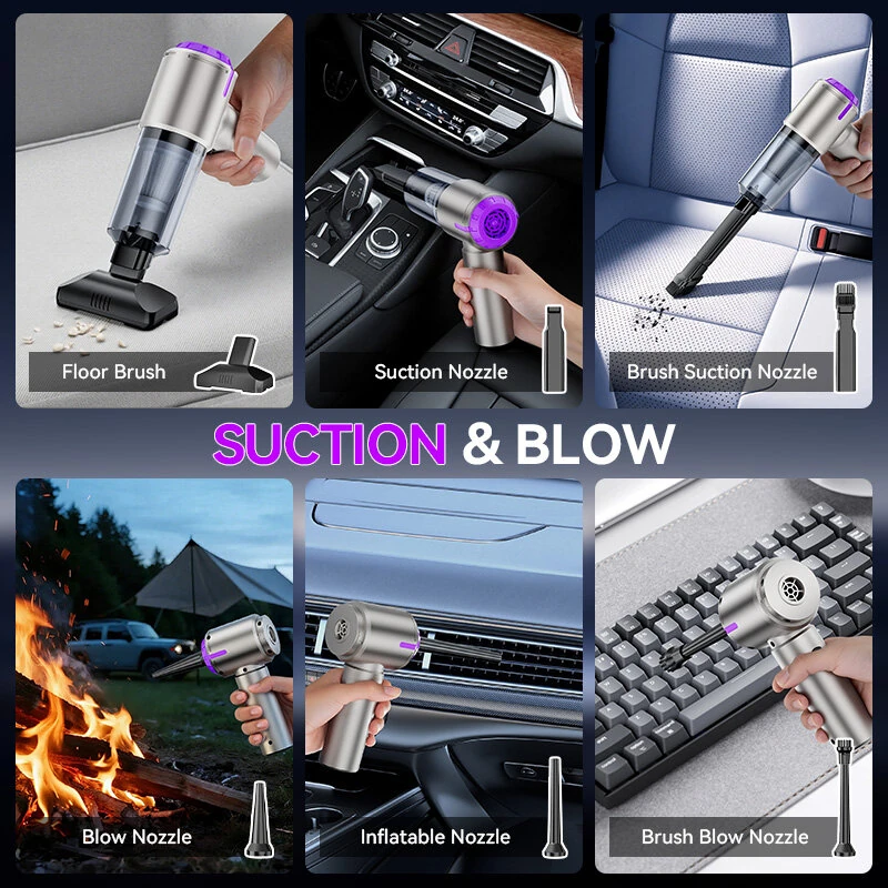 Suitu ST-6642Pro Cordless Handheld Vacuum Cleaner 12000Pa Suction 75000RPM Brushless Motor 2-in-1 Portable Air Blower & Duster Rechargeable — view 5