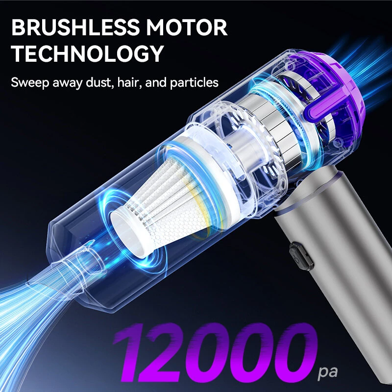Suitu ST-6642Pro Cordless Handheld Vacuum Cleaner 12000Pa Suction 75000RPM Brushless Motor 2-in-1 Portable Air Blower & Duster Rechargeable — view 6