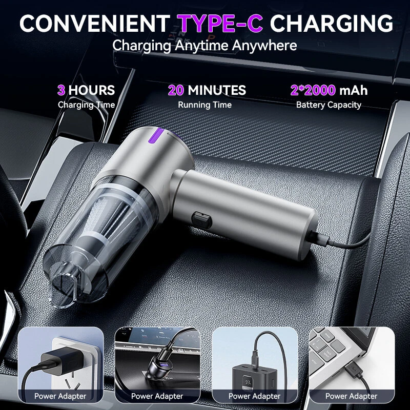 Suitu ST-6642Pro Cordless Handheld Vacuum Cleaner 12000Pa Suction 75000RPM Brushless Motor 2-in-1 Portable Air Blower & Duster Rechargeable — view 7