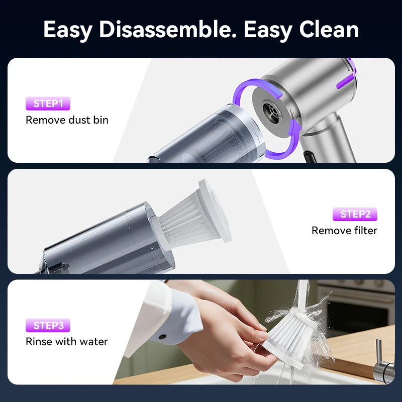 Suitu ST-6642Pro Cordless Handheld Vacuum Cleaner 12000Pa Suction 75000RPM Brushless Motor 2-in-1 Portable Air Blower & Duster Rechargeable — view 8