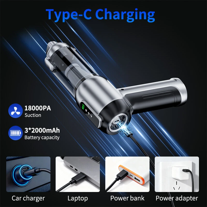 Suitu ST-6702APlus Cordless Car Vacuum Cleaner 18KPa Powerful Suction 9-in-1 Handheld Air Duster & Blower Portable Rechargeable for Auto Detailing — view 7