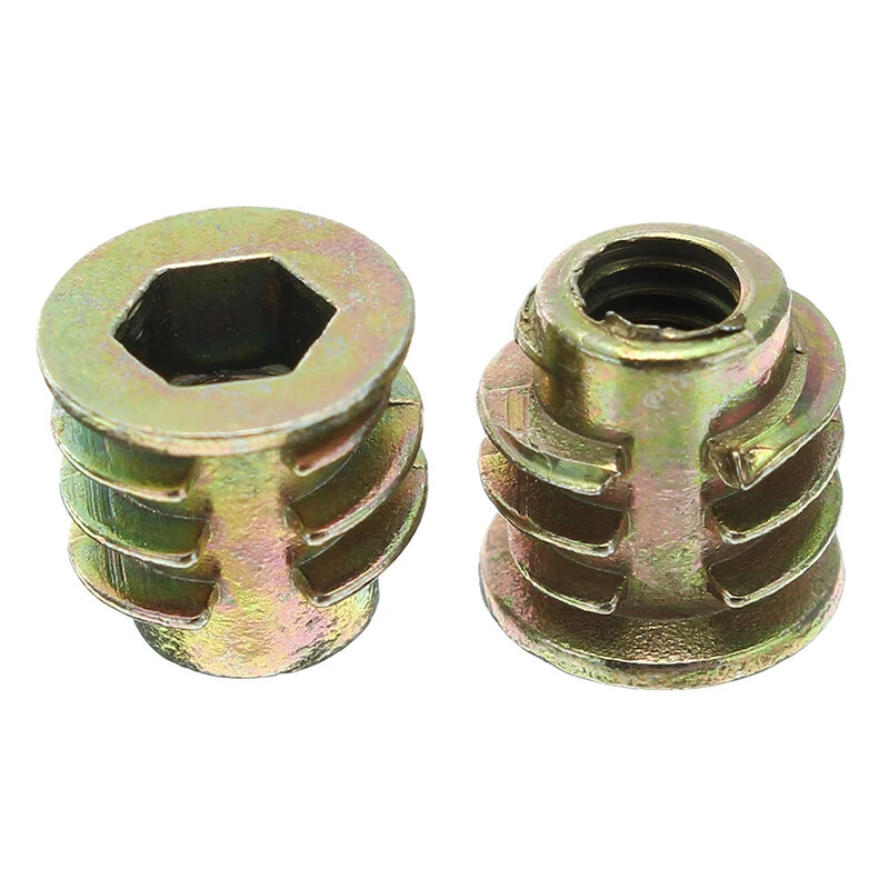Suleve 50Pcs M4ZN1 M4 8mm Zinc Alloy Wood Furniture Hex Socket Drive Head Screw-in Threaded Insert Nut — Suleve