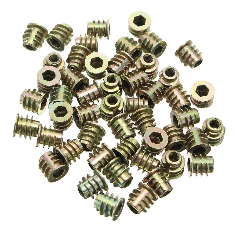 Suleve 50Pcs M4ZN1 M4 8mm Zinc Alloy Wood Furniture Hex Socket Drive Head Screw-in Threaded Insert Nut — view 3