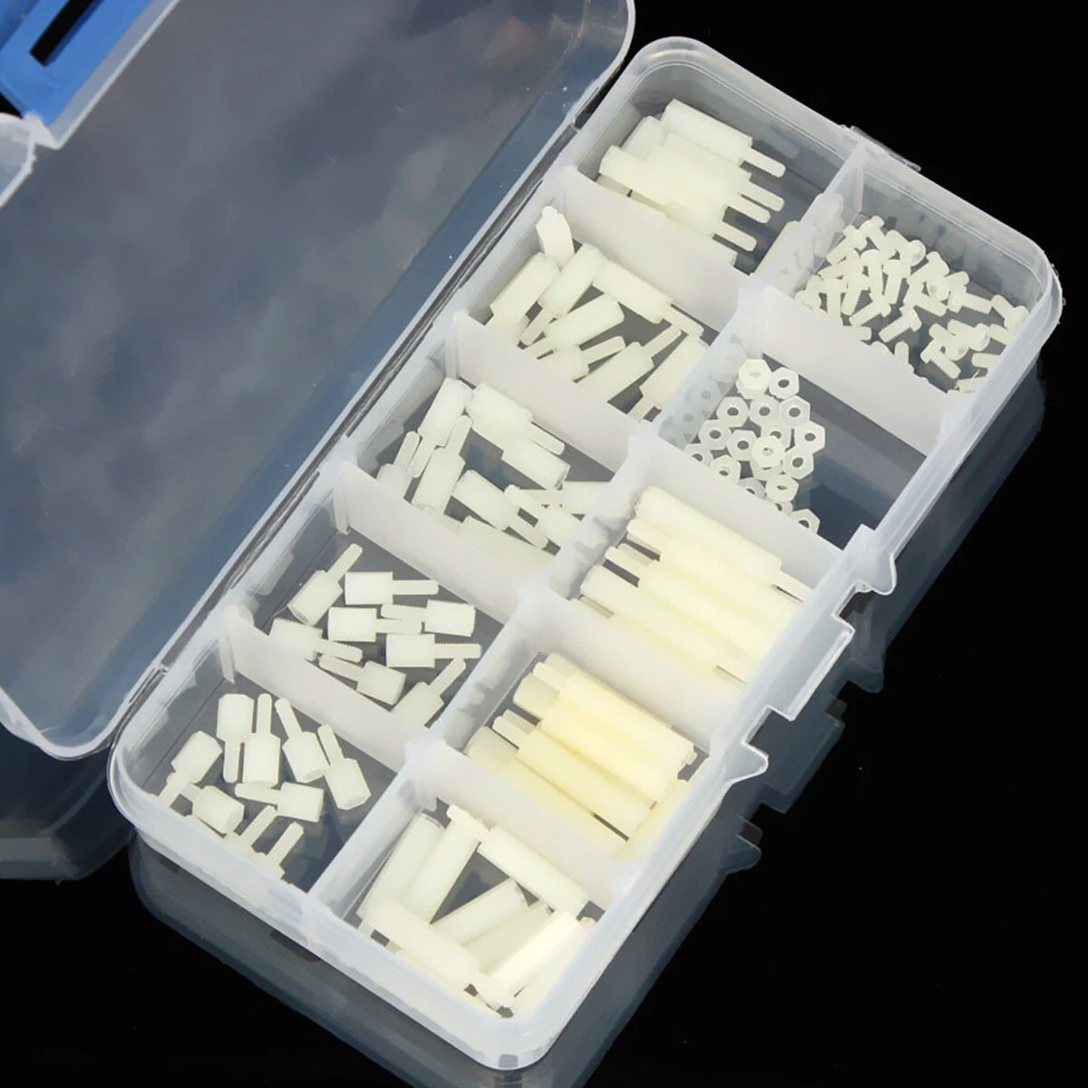Suleve™ M2NH2 M2 Nylon Screw White Hex Screw Nut Nylon PCB Standoff Assortment — view 3