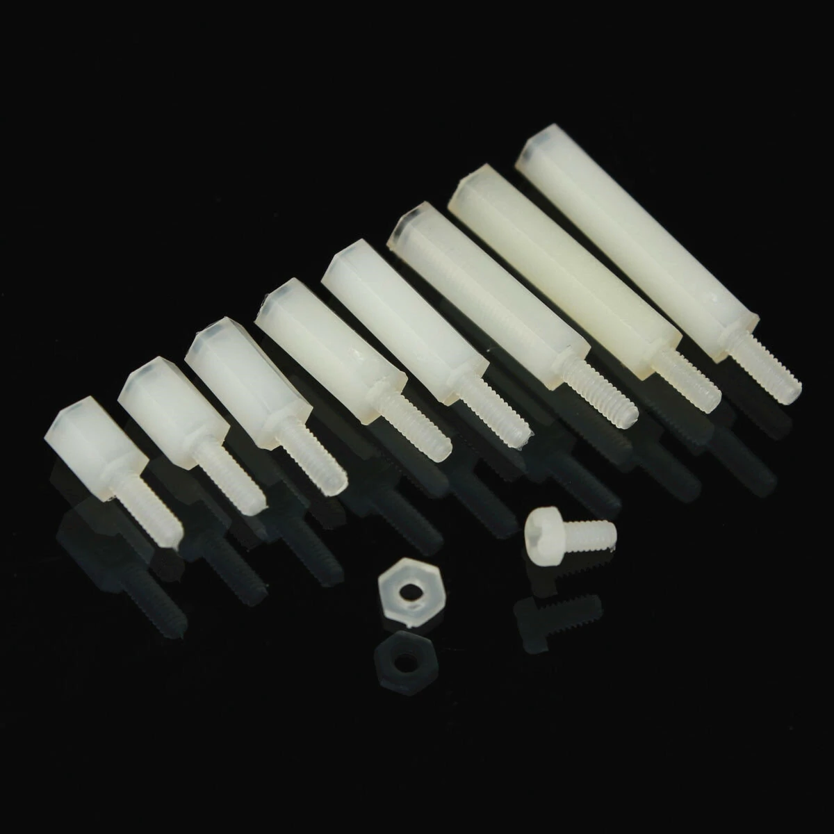 Suleve™ M2NH2 M2 Nylon Screw White Hex Screw Nut Nylon PCB Standoff Assortment — view 9