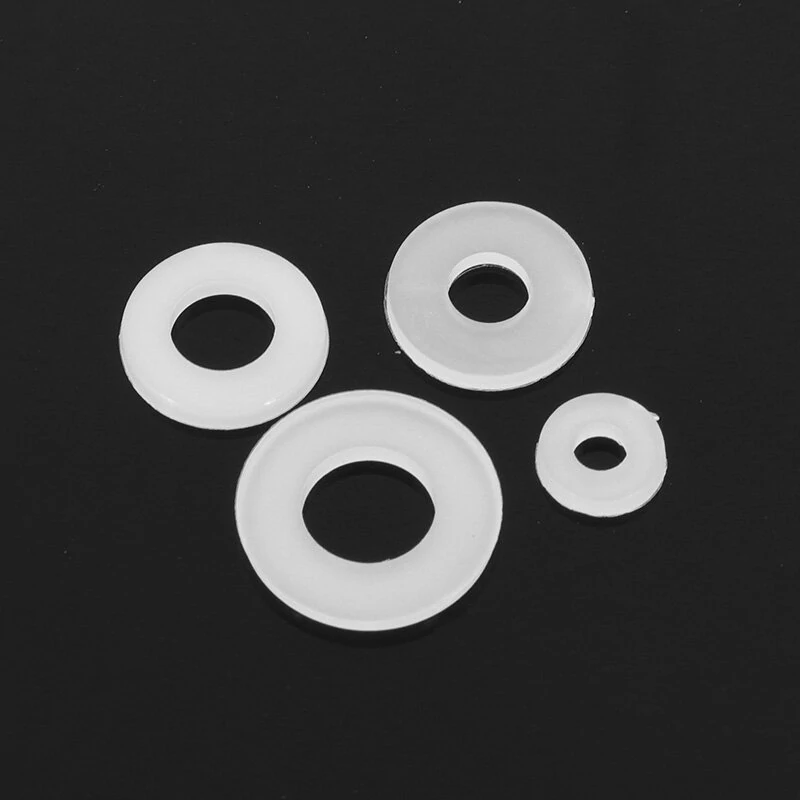 Suleve™ MXNW2 100pcs M2 M3 M4 M5 White Nylon Flat Washer Gasket Thickness 1mm — view 2