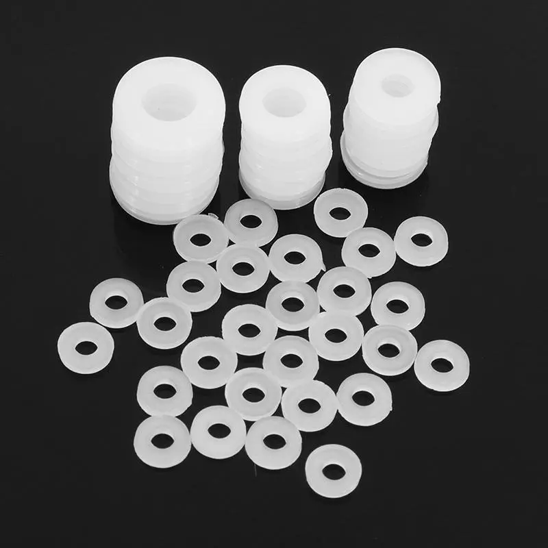 Suleve™ MXNW2 100pcs M2 M3 M4 M5 White Nylon Flat Washer Gasket Thickness 1mm — view 6