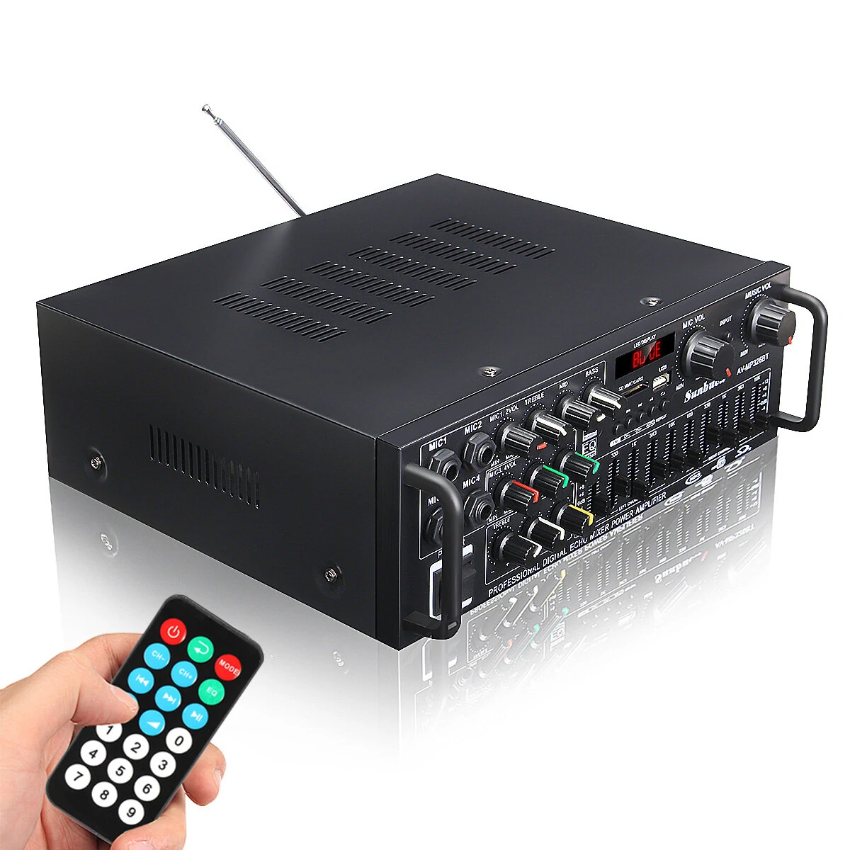 Sunbuck bluetooth Stereo Amplifier 2 Channel HiFi Audio Power Amplifier Remote Control USB SD FM 220V EU Plug — view 3