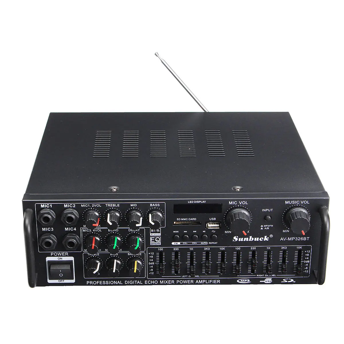 Sunbuck bluetooth Stereo Amplifier 2 Channel HiFi Audio Power Amplifier Remote Control USB SD FM 220V EU Plug — view 4
