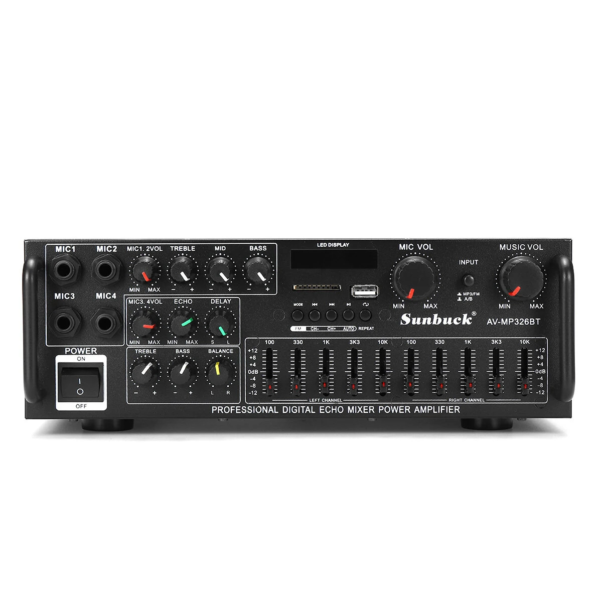 Sunbuck bluetooth Stereo Amplifier 2 Channel HiFi Audio Power Amplifier Remote Control USB SD FM 220V EU Plug — view 5