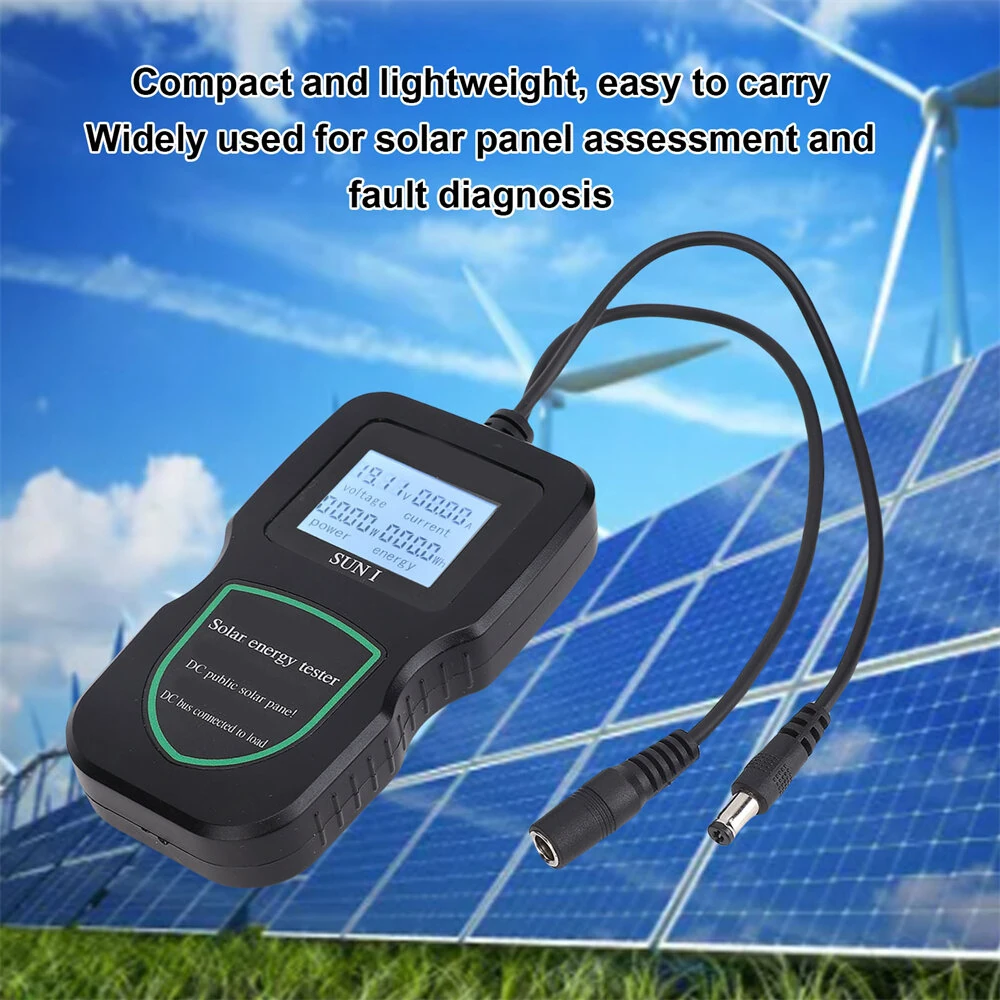 SUNI Solar Energy Tester MPPT Power Analyzer 48V Portable Lightweight PC Material Solar Panel Performance Diagnostic Voltage Current Measurement Clear LCD Display — view 2