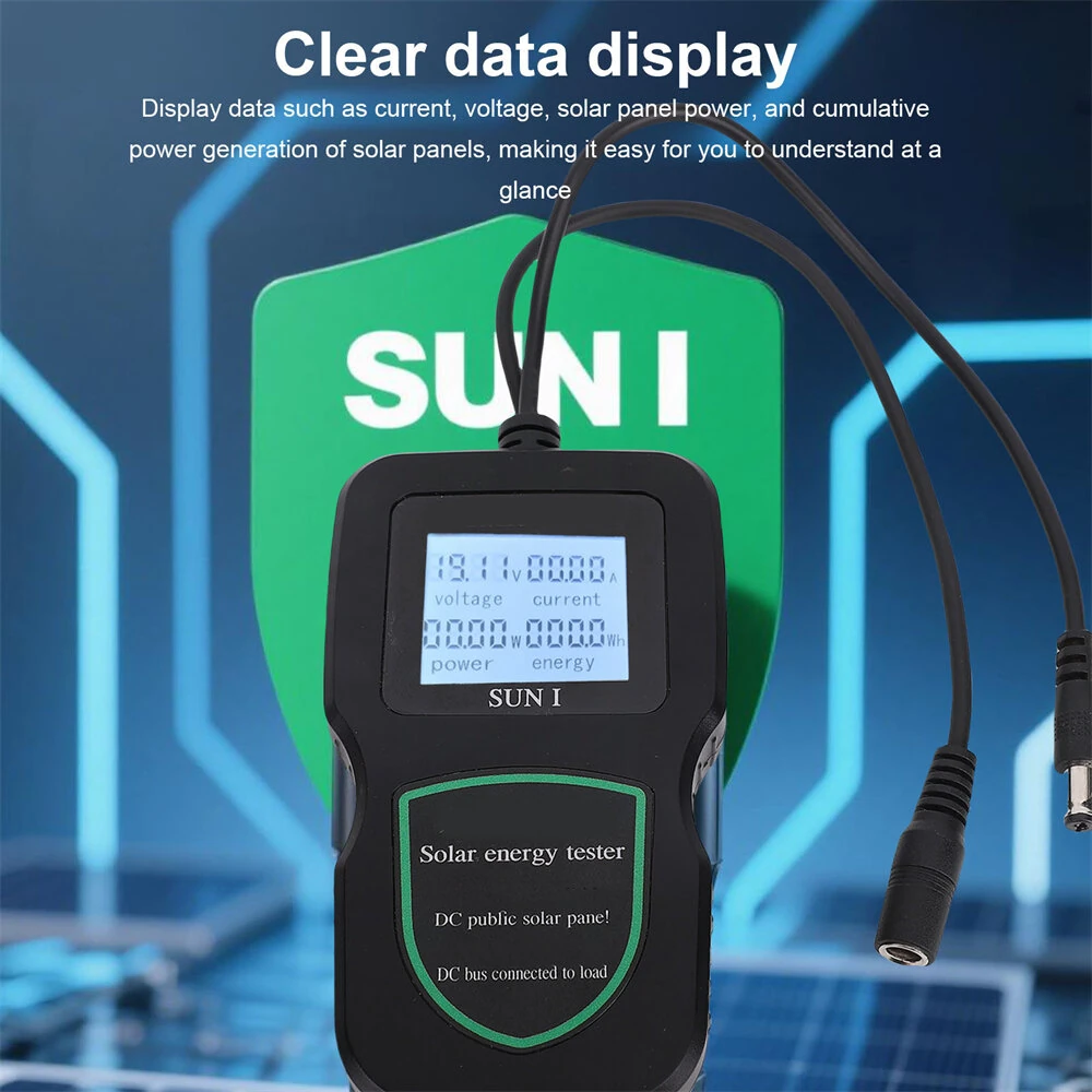 SUNI Solar Energy Tester MPPT Power Analyzer 48V Portable Lightweight PC Material Solar Panel Performance Diagnostic Voltage Current Measurement Clear LCD Display — view 3
