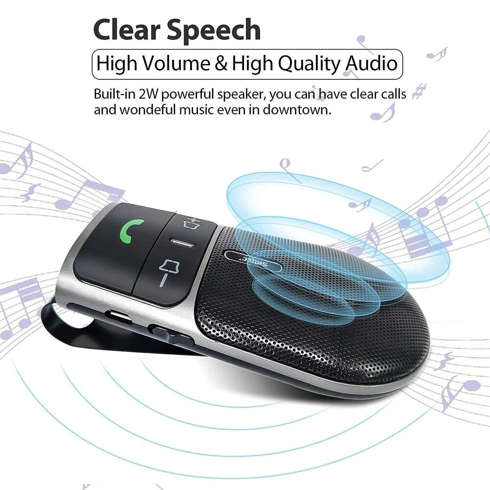 Sunitec Car Bluetooth Speakerphone for Safe Driving Support Siri Google Assistant Voice Calls/Motion Auto ON Off Sun Visor Car Bluetooth — view 3