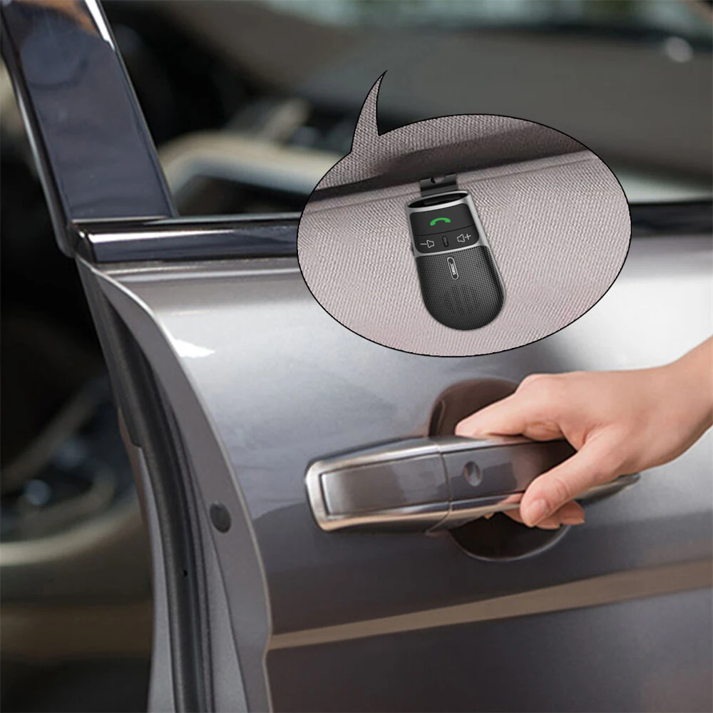 Sunitec Car Bluetooth Speakerphone for Safe Driving Support Siri Google Assistant Voice Calls/Motion Auto ON Off Sun Visor Car Bluetooth — view 8