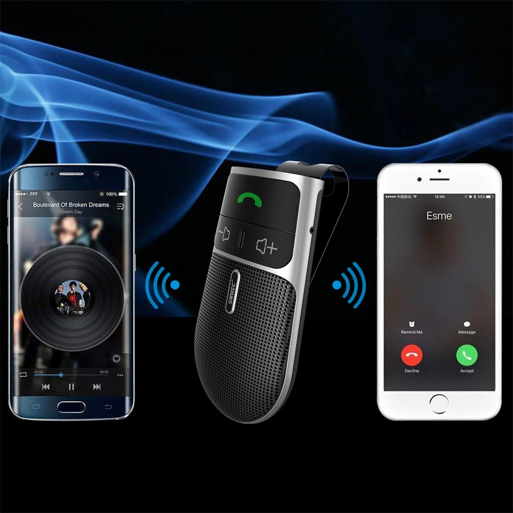 Sunitec Car Bluetooth Speakerphone for Safe Driving Support Siri Google Assistant Voice Calls/Motion Auto ON Off Sun Visor Car Bluetooth — view 9