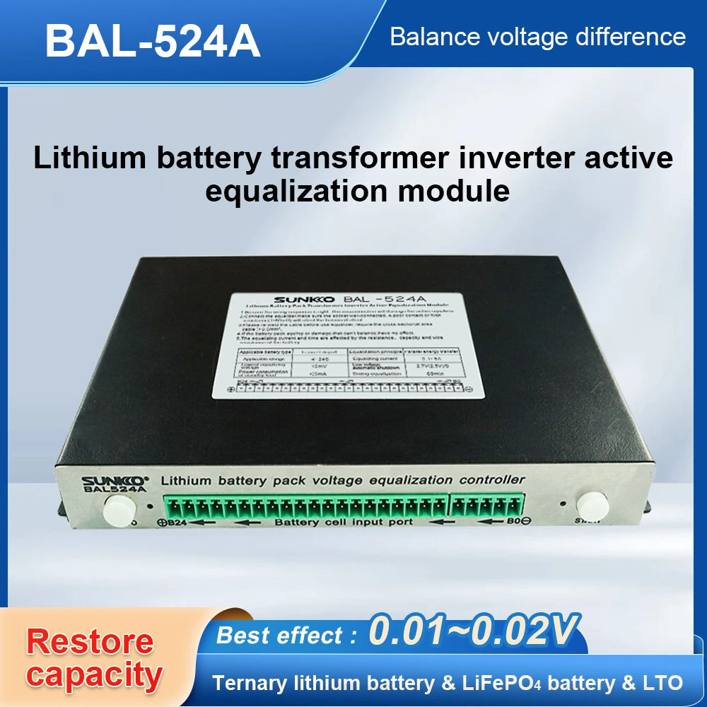 SUNKKO Active Balancer Equalizer Module With Metal-case 5A 8A Voltage Accuracy 0.01V Lithium Iron Phosphate Battery Balancing System 4S to 24S Compact Design — view 2