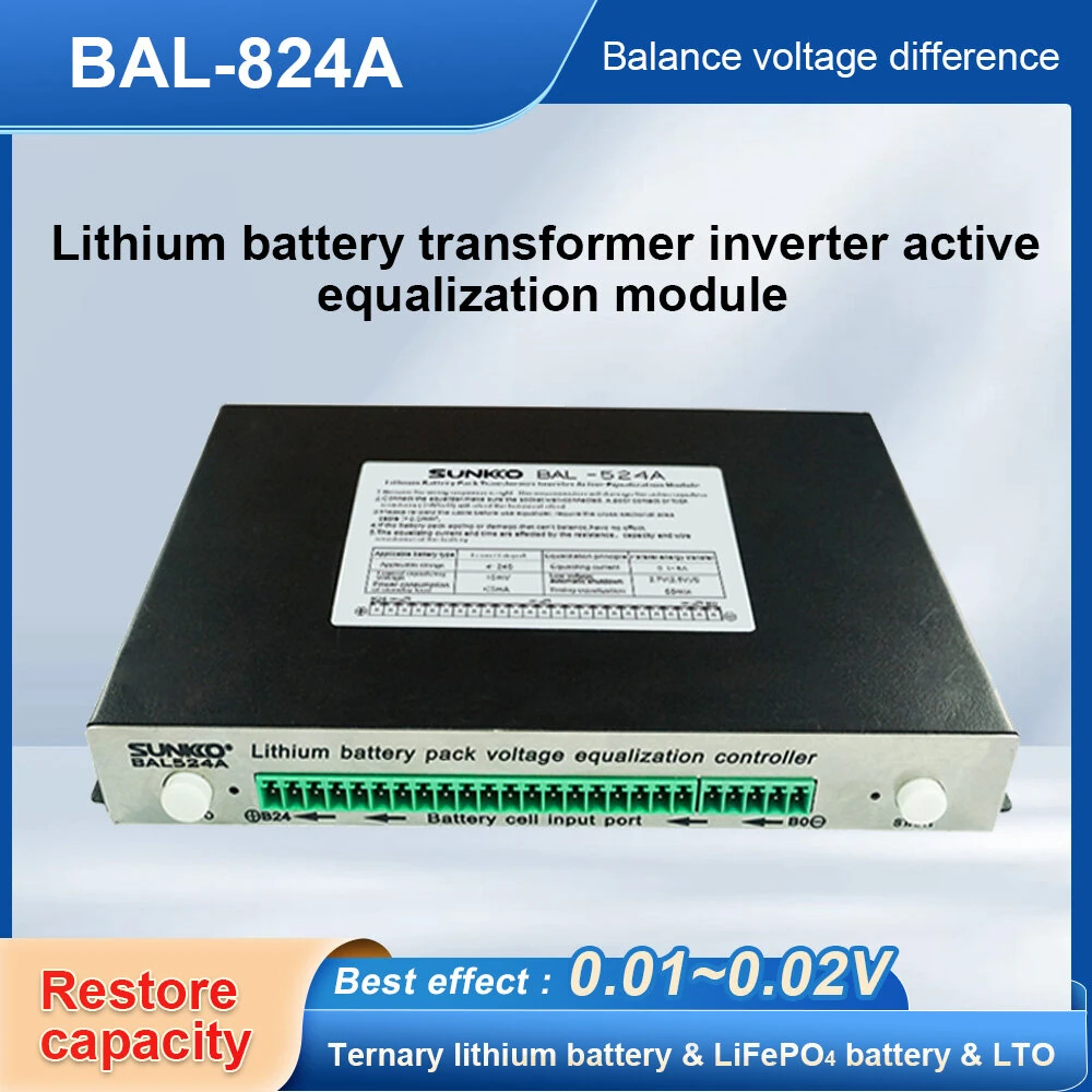 SUNKKO Active Balancer Equalizer Module With Metal-case 5A 8A Voltage Accuracy 0.01V Lithium Iron Phosphate Battery Balancing System 4S to 24S Compact Design — view 3