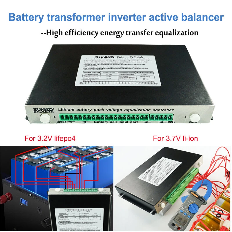 SUNKKO Active Balancer Equalizer Module With Metal-case 5A 8A Voltage Accuracy 0.01V Lithium Iron Phosphate Battery Balancing System 4S to 24S Compact Design — view 5