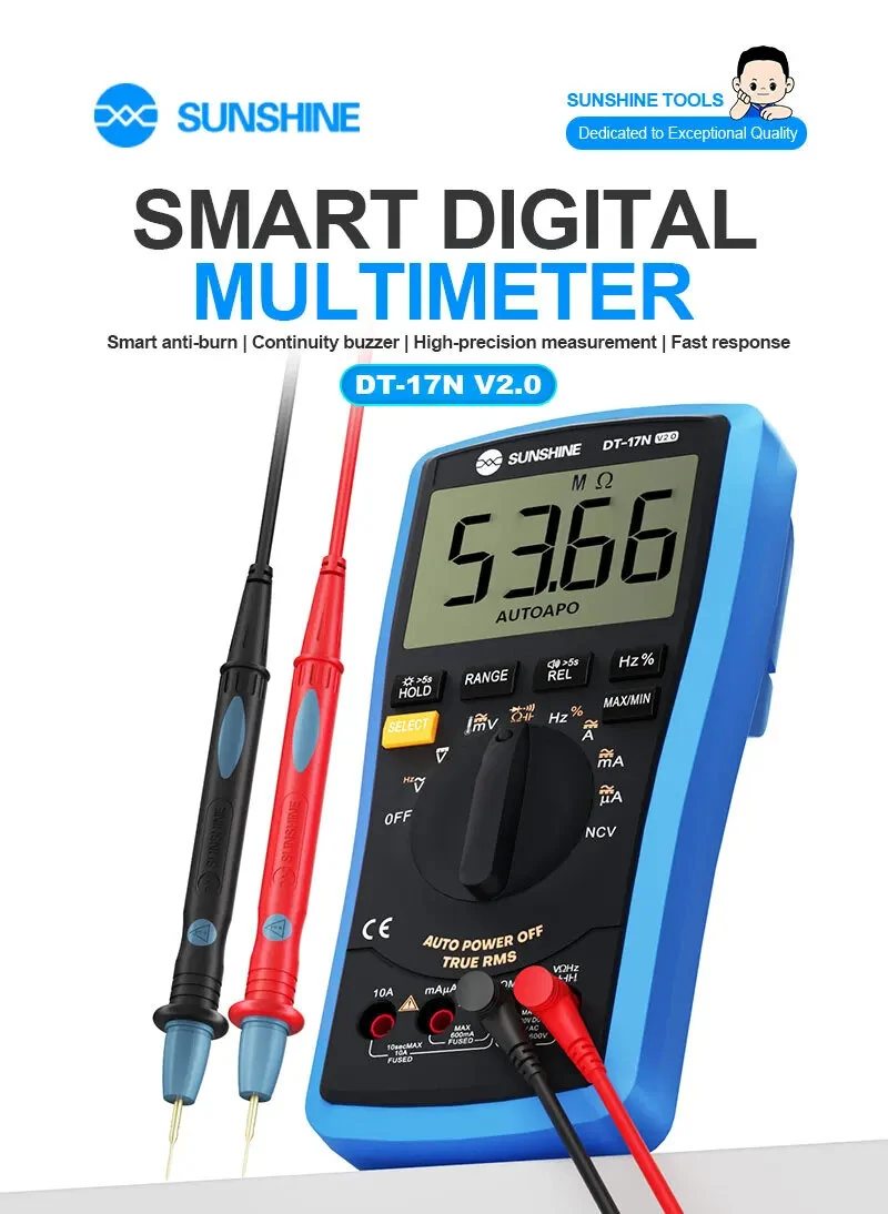 SUNSHINE DT-17N Auto Range Digital Multimeter True RMS 5999 Counts High-Precision Instrument Tester for Repair Tools — view 2