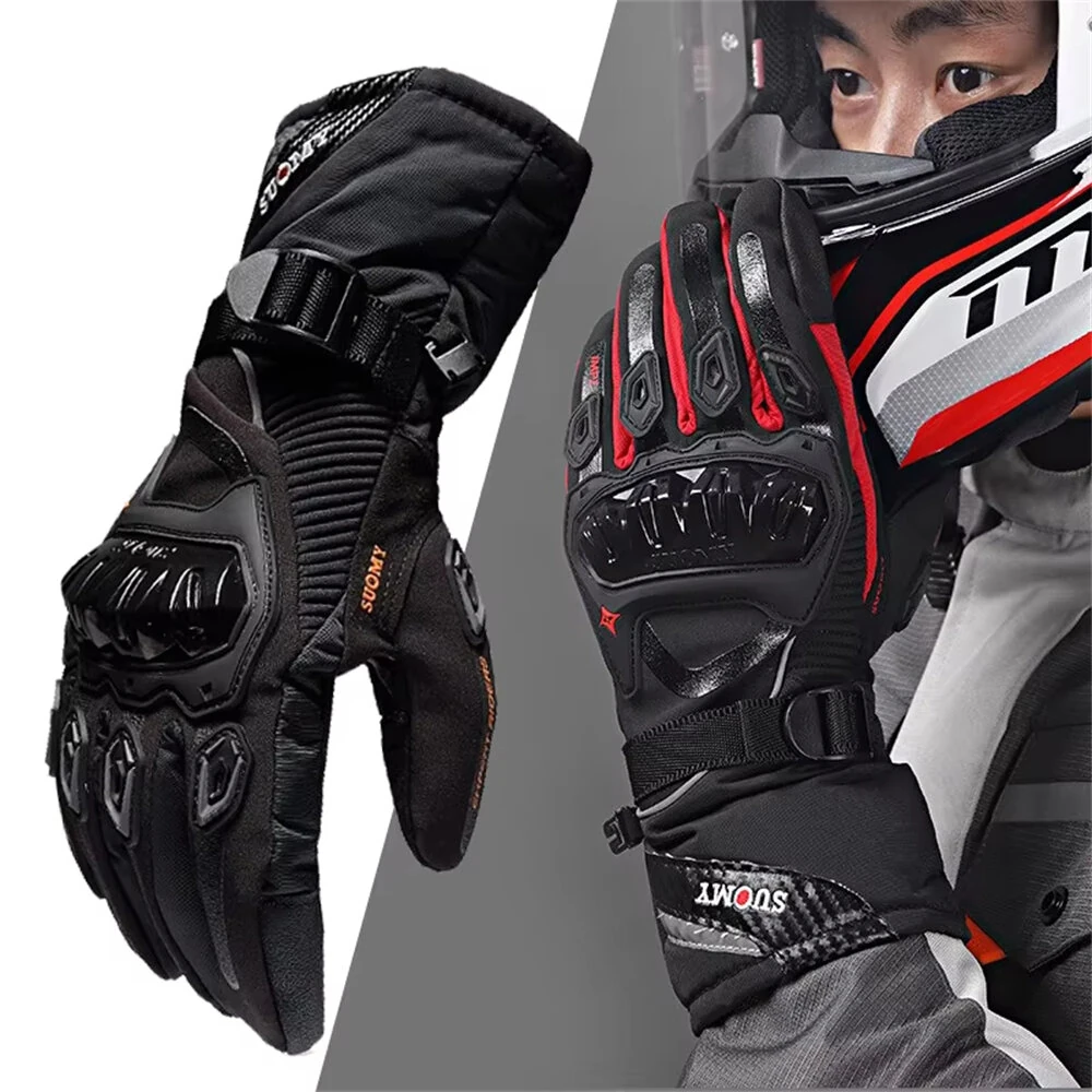SUOMY Motorcycle Gloves Waterproof Windproof Winter Warm Touch Screen Anti Slip Protective Knuckle Guard Cold Resistant Moto Riding Gloves — view 3