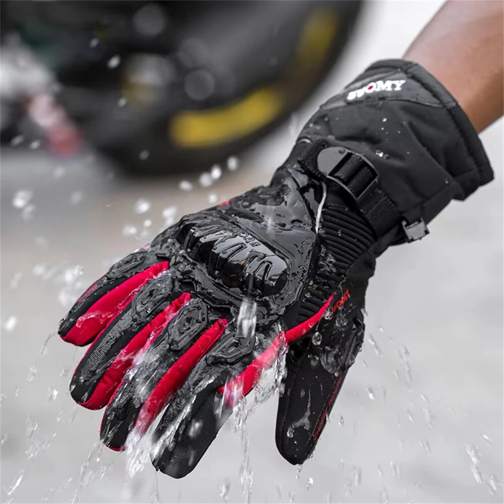 SUOMY Motorcycle Gloves Waterproof Windproof Winter Warm Touch Screen Anti Slip Protective Knuckle Guard Cold Resistant Moto Riding Gloves — view 5
