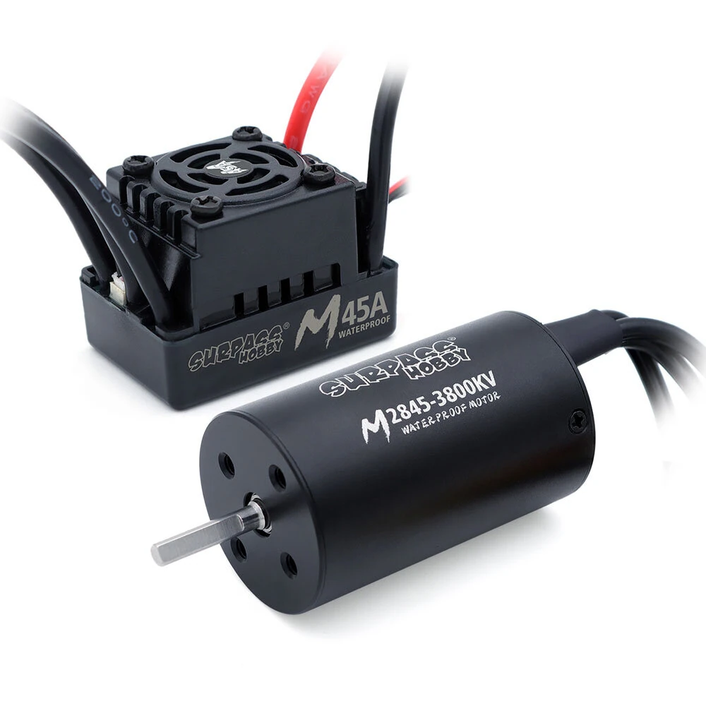 SURPASS HOBBY M2845/M540 All Black Waterproof Brushless Motor W/ M45A Waterproof ESC 4.0 Connector Suitable for 1/14 Model RC Car Parts — SURPASS