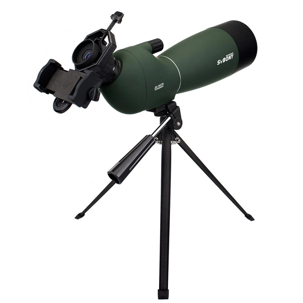 SvbonySV28 Spotting Scope 25x-75x Wide Zoom Range 70mm Large Aperture K9Porro High-Index 45° Angle Eyepiece Dynamic Focus IPX4 Waterproof Portable Telescope for Birdwatching Camping — view 8