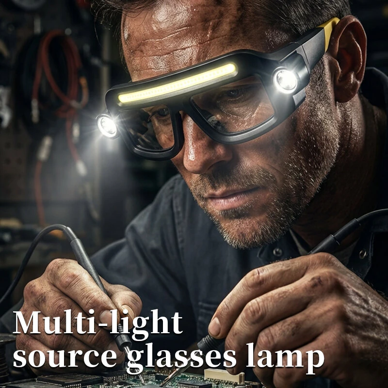 SY5868 Multifunctional Glasses Light 40*COB Floodlight+2*XTE Spotlight Type-C Rechargeable Portable Head Lamp for Work Repair Camping — view 2