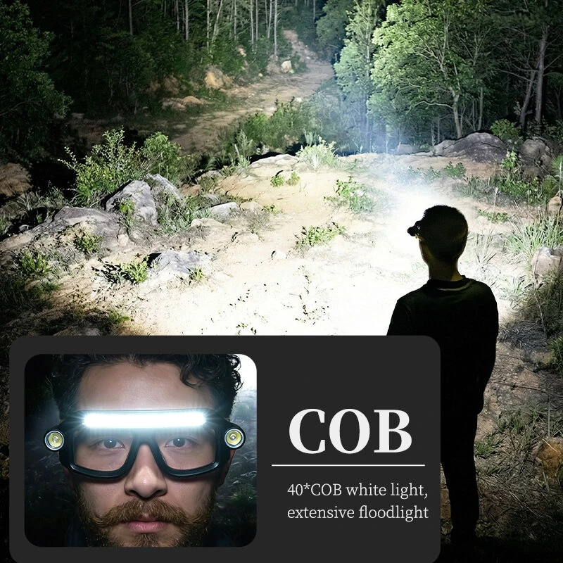 SY5868 Multifunctional Glasses Light 40*COB Floodlight+2*XTE Spotlight Type-C Rechargeable Portable Head Lamp for Work Repair Camping — view 3