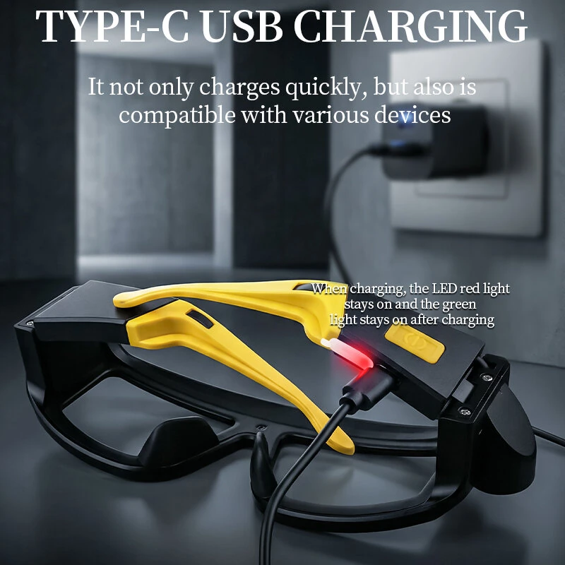 SY5868 Multifunctional Glasses Light 40*COB Floodlight+2*XTE Spotlight Type-C Rechargeable Portable Head Lamp for Work Repair Camping — view 5