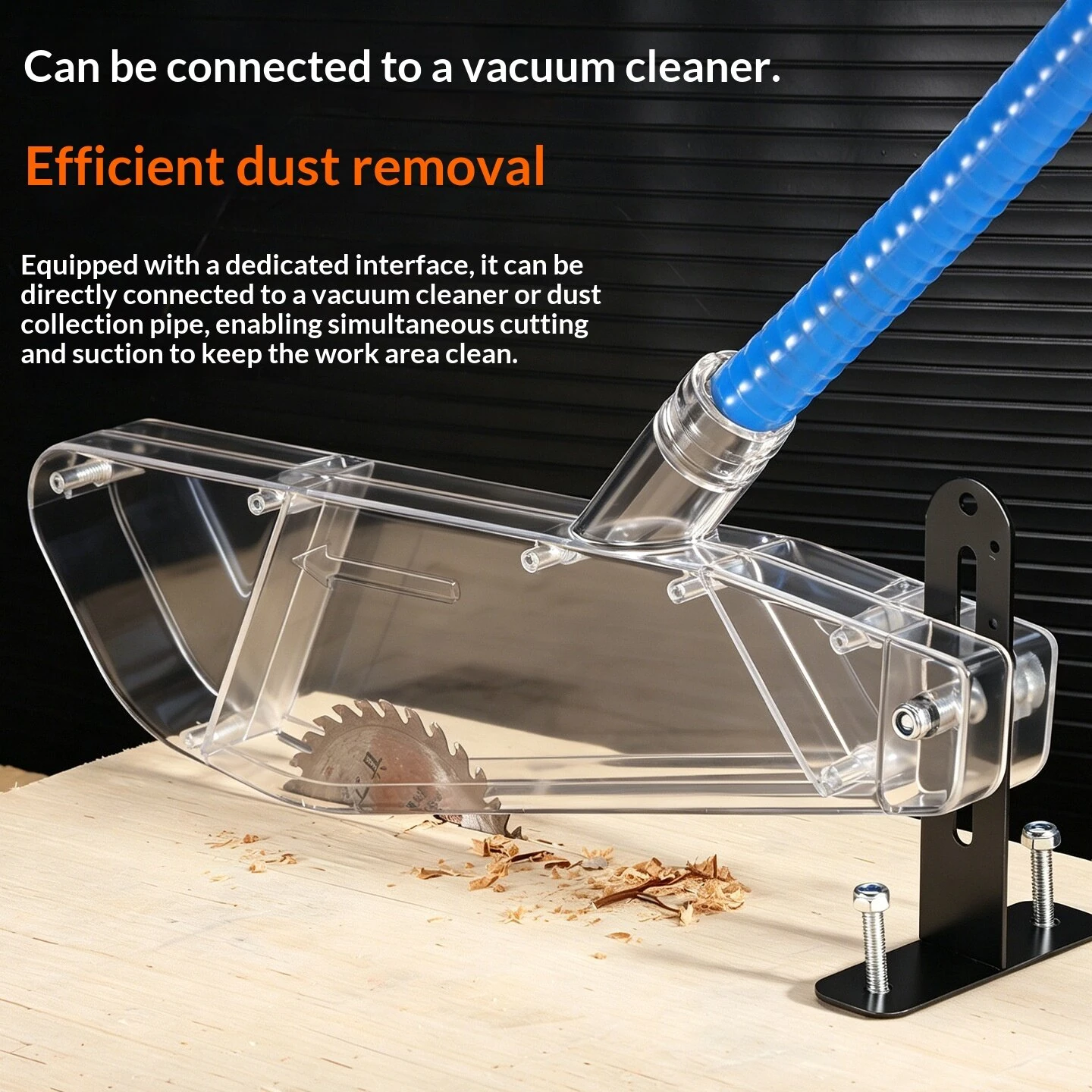 T-Shape Table Saw Guard Transparent ABS Cover 4-12 Inch Vacuum Connectable Woodworking Safety Dust Collection Shield — view 2