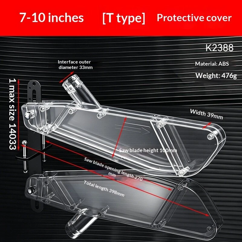 T-Shape Table Saw Guard Transparent ABS Cover 4-12 Inch Vacuum Connectable Woodworking Safety Dust Collection Shield — view 6