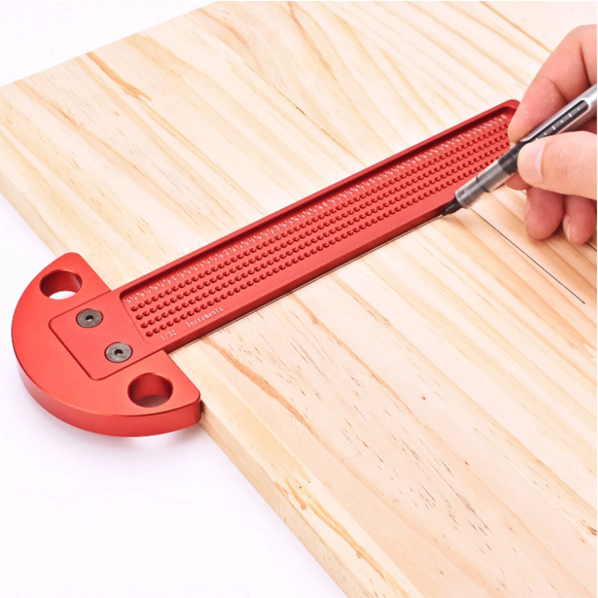 T-Square Ruler Aluminum Alloy Anodized Finish 1/32 Inch/1MM Precision Hole Spacing Ergonomic Design for Craftsman — view 3