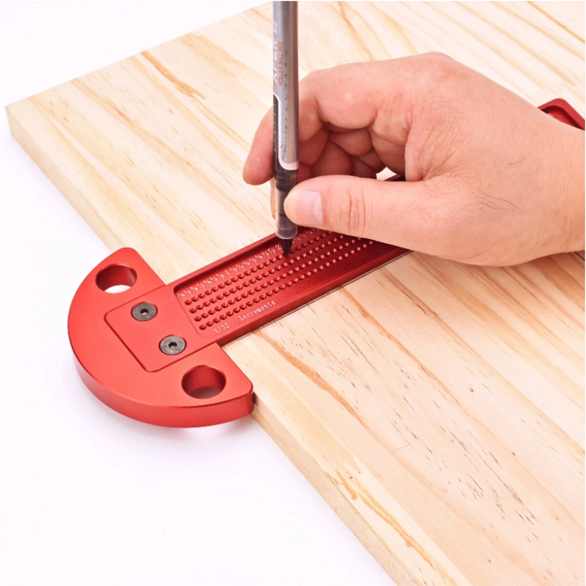 T-Square Ruler Aluminum Alloy Anodized Finish 1/32 Inch/1MM Precision Hole Spacing Ergonomic Design for Craftsman — view 6