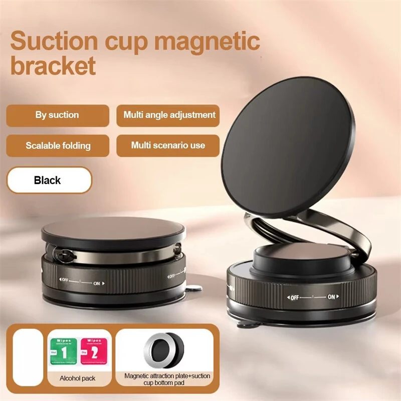 T28 Magnetic Mobile Phone Holder 360° Rotating Vacuum Suction Cup Strong Magnetic Adsorption Car Phone Mount Stand — view 2