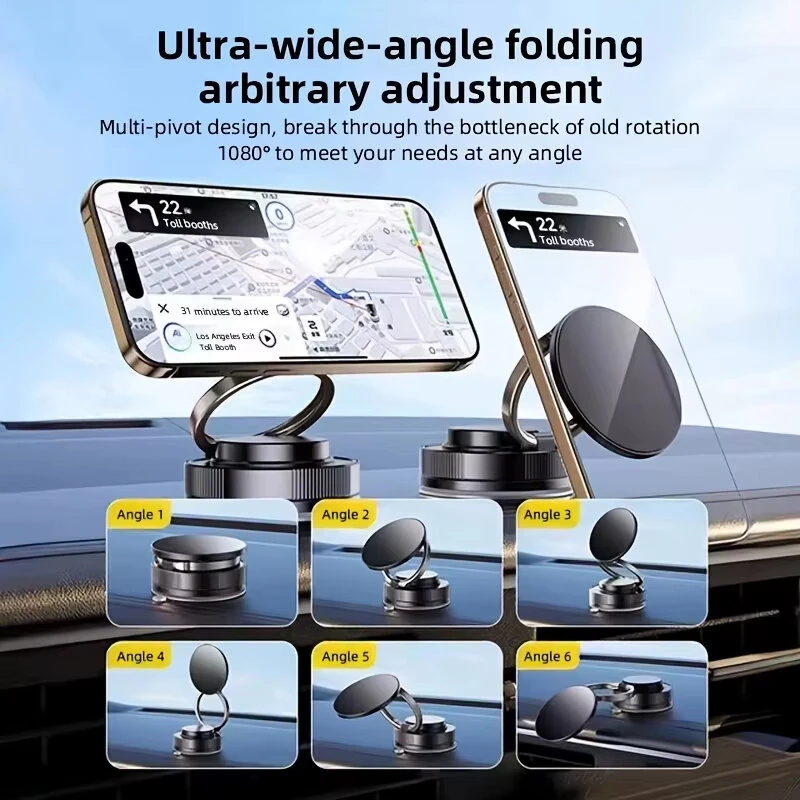 T28 Magnetic Mobile Phone Holder 360° Rotating Vacuum Suction Cup Strong Magnetic Adsorption Car Phone Mount Stand — view 6