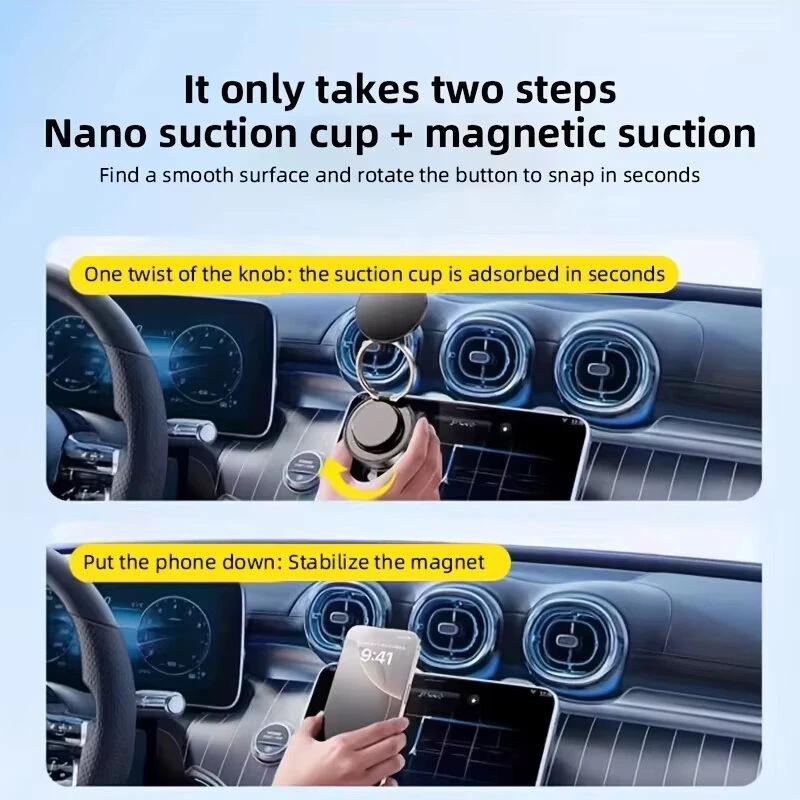 T28 Magnetic Mobile Phone Holder 360° Rotating Vacuum Suction Cup Strong Magnetic Adsorption Car Phone Mount Stand — view 7