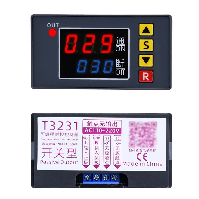 T3231 110V-220V 12V/24V Digital Time Delay Relay LED Cycle Timer Control Switch Adjustable Timing Relay Time Delay Switch — view 3