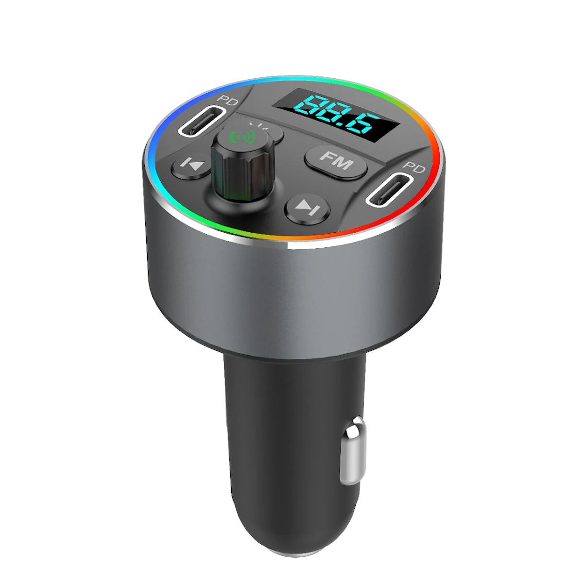 T69 bluetooth V5.0 FM Transmitter Dual 20W PD Car Charger 9 Colors Backlit Light Digital Display Hands-free Calls Voice Control MP3 Music Player Car Kit — AGETUNR