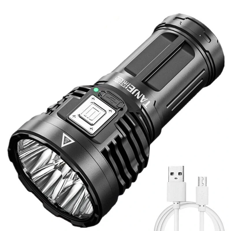 TANJE 8*P900+COB Super Bright Type-C Rechargeable 18650 Flashlight with Battery COB Side Light 500m Long Range Powerful LED Torch Camping Lantern — TANJE