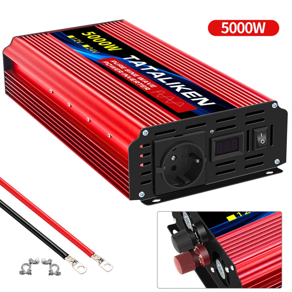 TATALIKEN Power Inverter 12V 24V to 110-220V Pure Sine Wave 2000W Rated Power 5000W Peak Power Converter Home Inverter — view 8