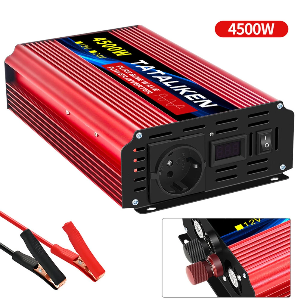 TATALIKEN Pure Sine Wave Power Inverter 4500W Peak Pure Sine Wave 12V 24V to 110-220V 1500W Outdoor Camping Inverter Overload Protection — view 2