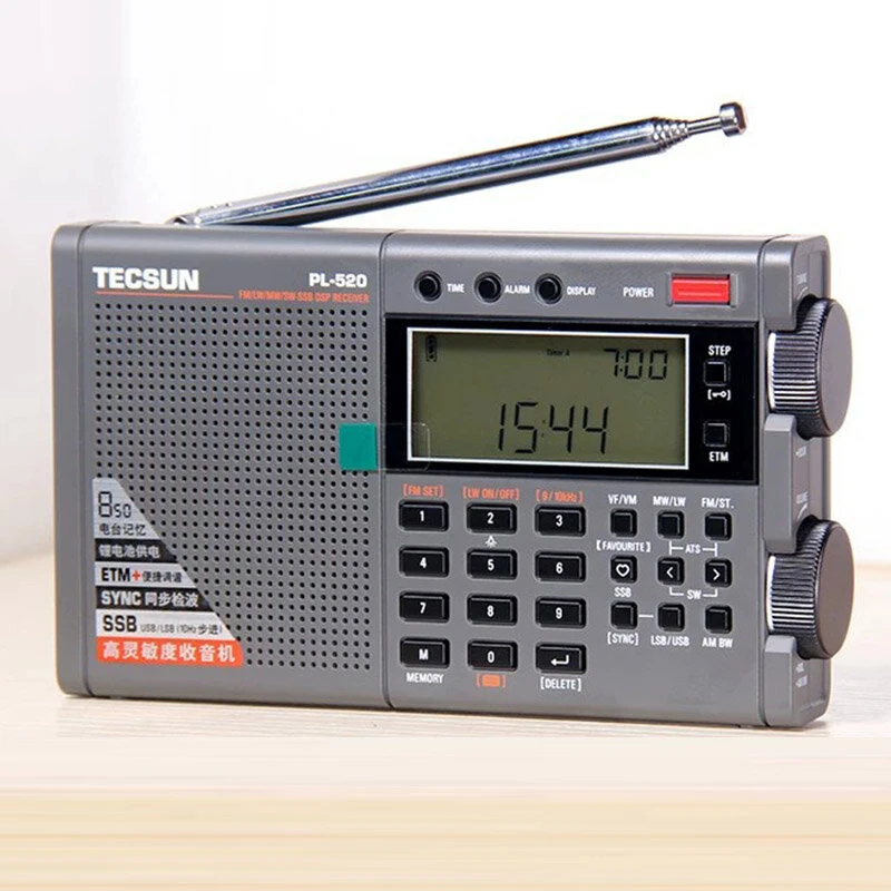 Tecsun PL-520 Portable Full Wave Radio FM/LW/SW/MW SSB Receiver DSP Digital Display Stereo Headphone USB Charging Radios — view 2
