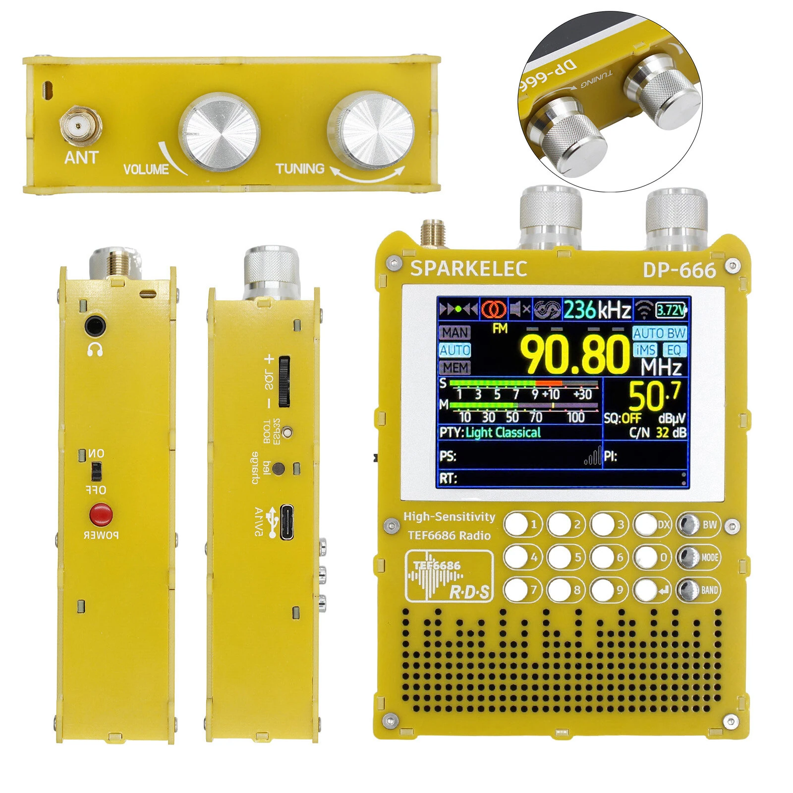 TEF6686 Full Band DP666 Shortwave Radio ESP32 FM/LW/MW/SW High Sensitivity Radio with 2.8 inch IPS Touch Screen — view 6