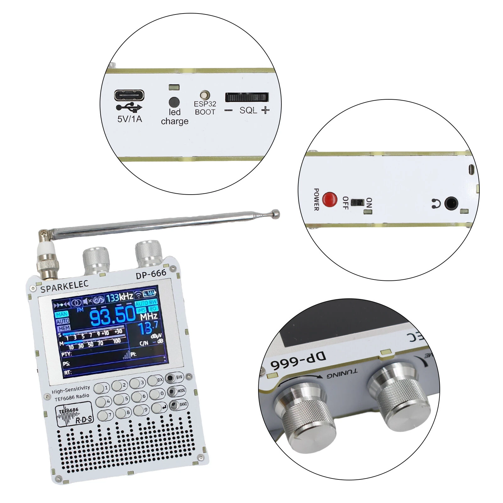 TEF6686 Full Band DP666 Shortwave Radio ESP32 FM/LW/MW/SW High Sensitivity Radio with 2.8 inch IPS Touch Screen — view 8