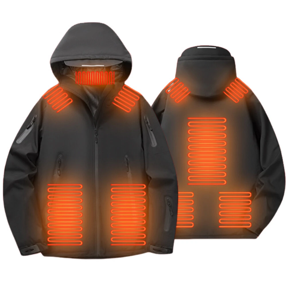 TENGOO 10 Zones Electric Heated Jacket - 3 Gear Control Temperature, Windproof, USB Charging, Thermal Hoodie Coat for Outdoor Hiking Camping — image 1