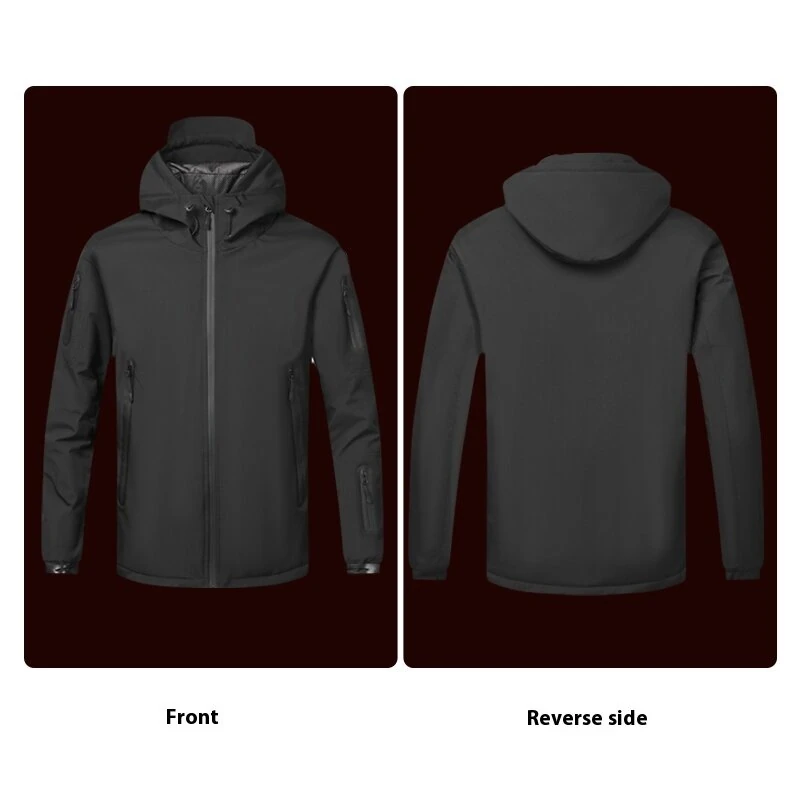 TENGOO 10 Zones Electric Heated Jacket - 3 Gear Control Temperature, Windproof, USB Charging, Thermal Hoodie Coat for Outdoor Hiking Camping — view 6
