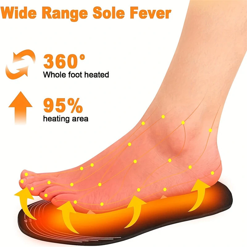 TENGOO 1Pair Electric Heated Insoles Croppable Thermal Comfortable USB Rechargeable Insoles for Winter Outdoor Skiing — view 3