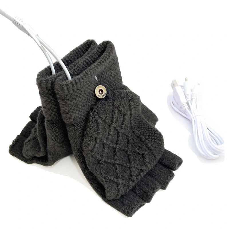 TENGOO 1pair Heated Gloves Mittens Knitting Fingerless Comfortable Winter Gloves for Indoor or Outdoor Man Women — view 11